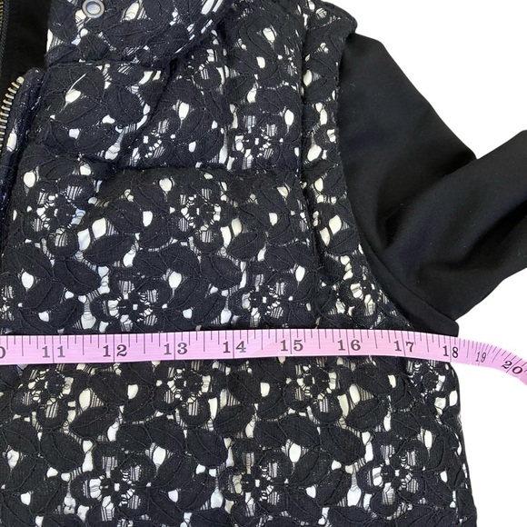 EIN Down Filled Hooded Vest & Scuba Jacket 2in1 Twofer Black Lace Zip-up 36 / XS - Picture 10 of 16